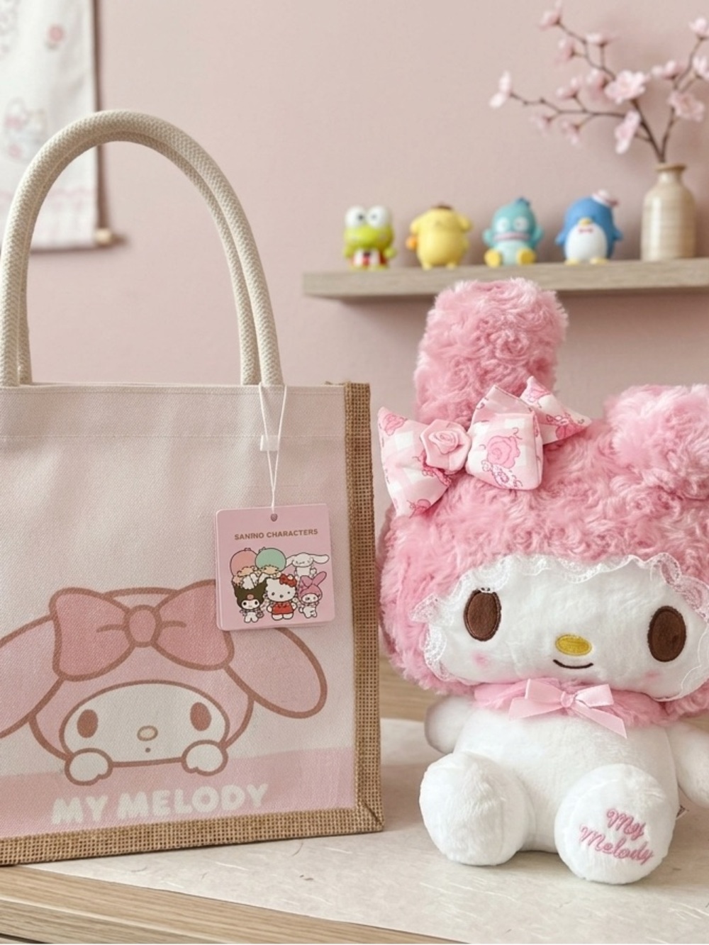 Sanrio My Melody Pink and White Plush with Matching Tote